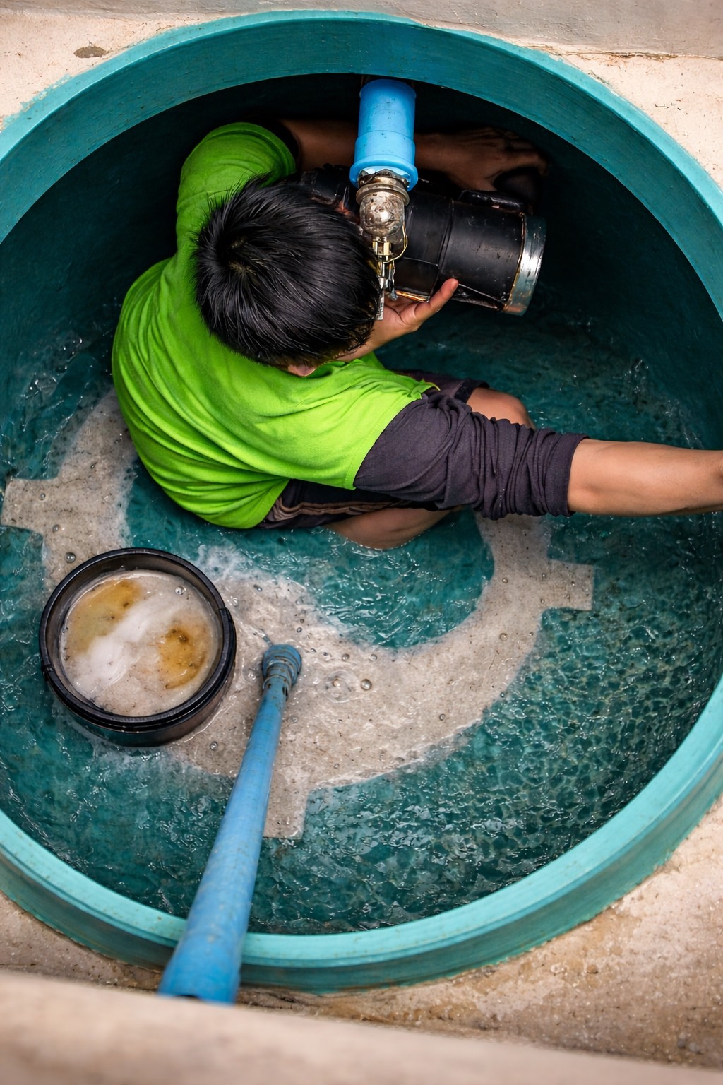 การล้างถังเก็บน้ำฝังดิน