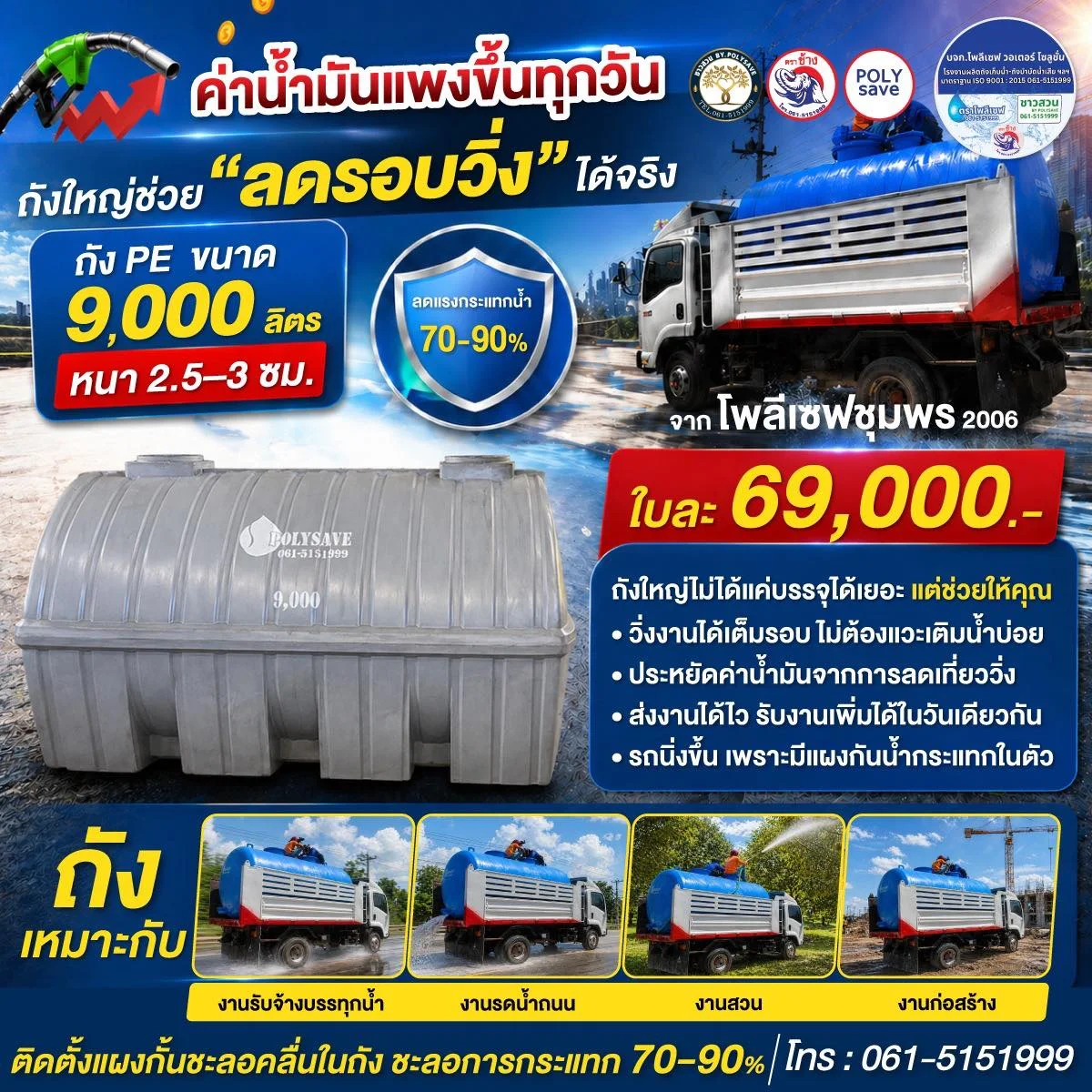 ค่าน้ำมันแพงขึ้นทุกวัน ถังใหญ่ช่วย “ลดรอบวิ่ง” ได้จริง